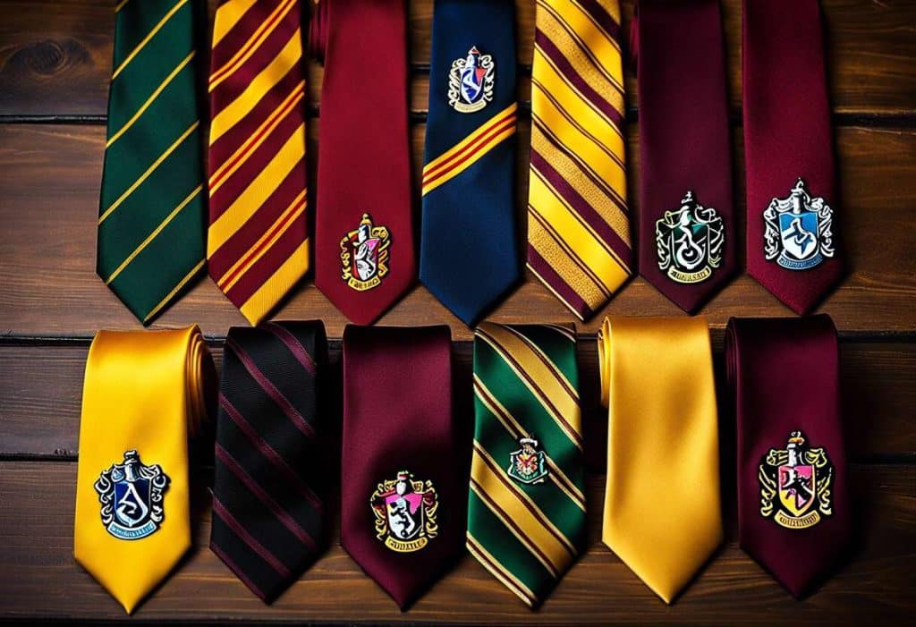 Cravates Harry Potter et leurs pin's assortis : élégance sorcière dévoilée